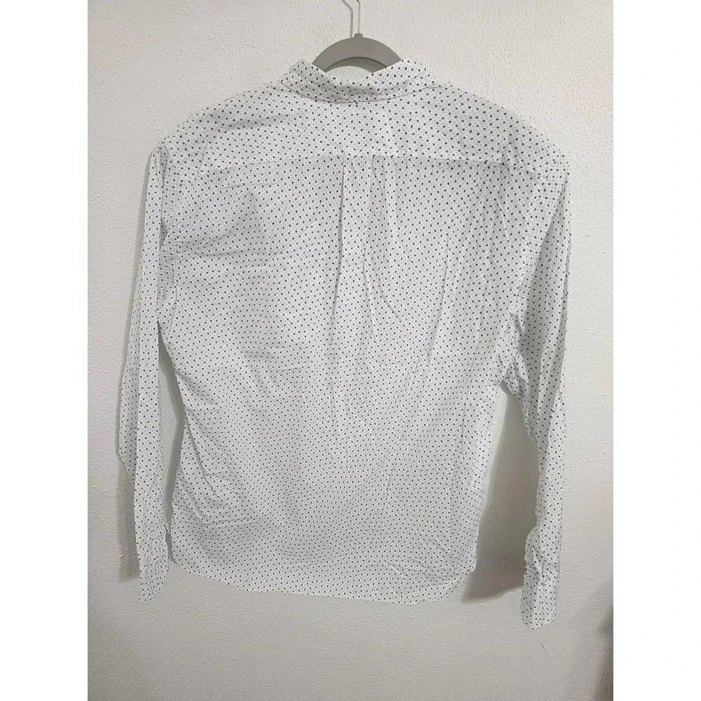 J.Crew Mens XL Slim Secret Wash Organic Cotton Geometric Button Down Shirt White